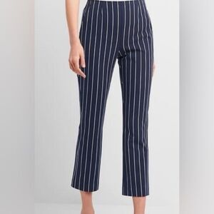Gap Navy Blue Stripe High Rise Crop Flare Ankle Pants trouser Stretch 00 XS